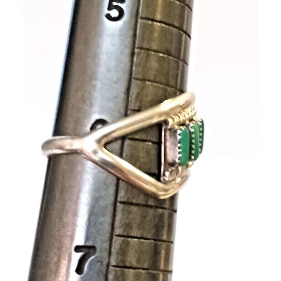 Vintage Native American Needlepoint Turquoise Sterling 925 Ring sz 6.25 (1553) - Picture 7 of 7